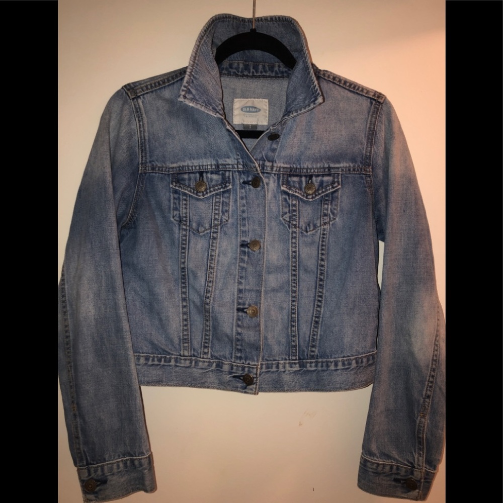 Old Navy Light Wash Cropped Denim Jacket Sz Small